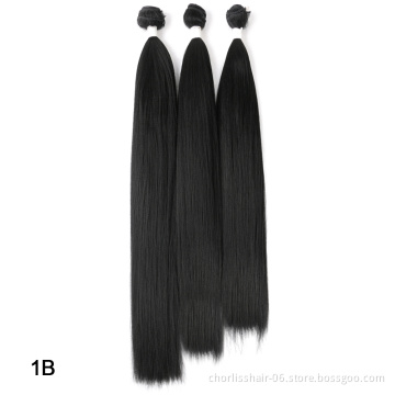 Wholesale Black Blonde Ombre Long Straight Hair Bundles Weft Weave Synthetic Hair Bundles Extension Hair Weaves For Women Daily